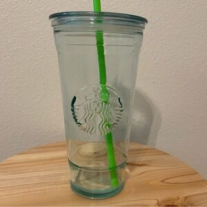 Starbucks 20oz Recycled Glass Tumbler Made in Spain with Siren Logo Green Glass
